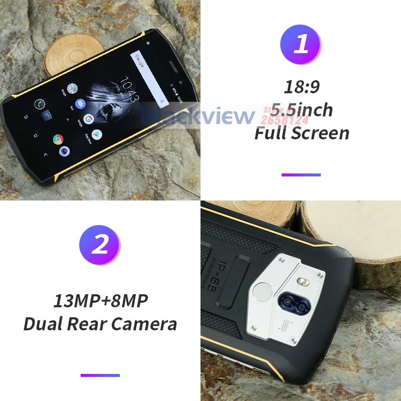 Blackview Bv5800 IP68 водонепроницаемый аккумулятор 5580 мАч с большой батареей 4G 18:9