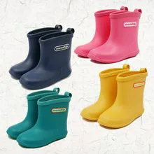Sapatos de borracha chuva para crianças, meninos e meninas, sapatos impermeáveis de borracha macia