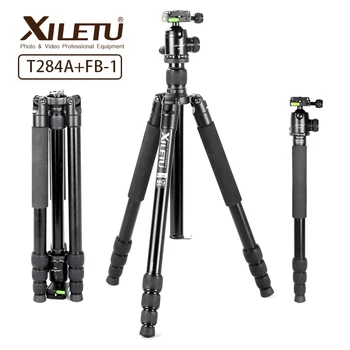 

XILETU T284A+FB-1 Top Professional Camera Stand Aluminum Tripod with Ball Head for DSLR Digital Camera Unfolding height 1730 mm
