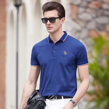 Новое поступление 3D вышивка полорубашка модная мужская брендовая рубашка-поло высокое качество мужские хлопковые дышащие мужские поло 9093