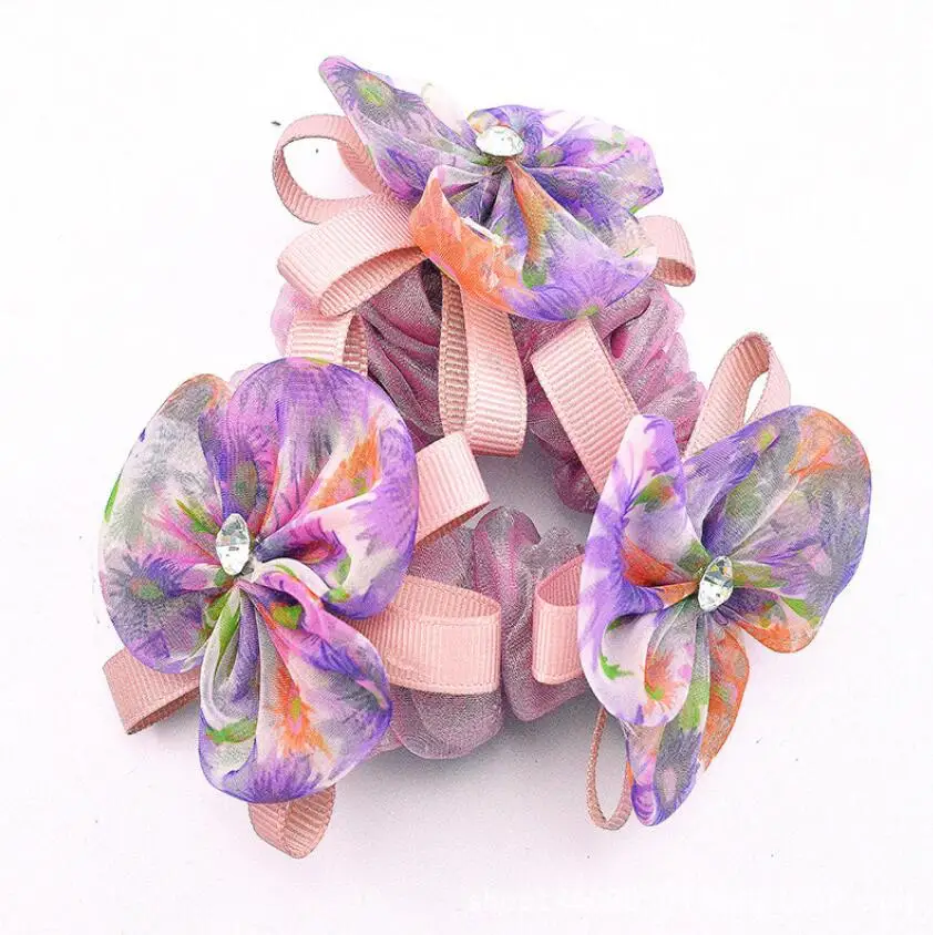 

1Piece Hair Accessories for girl & women hand made Hair Rope Super Elastic Headbands chiffon Ponytail Scrunchie Free shipping