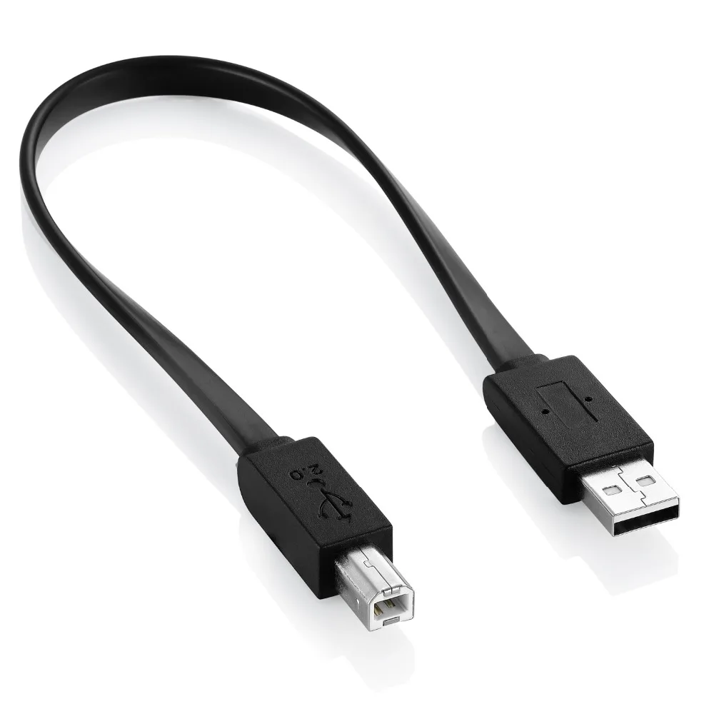 Bochara 30 см плоский USB 2,0 кабель для принтера тип A папа-Тип B папа Чистая медь сердечники для принтера usb-хаб