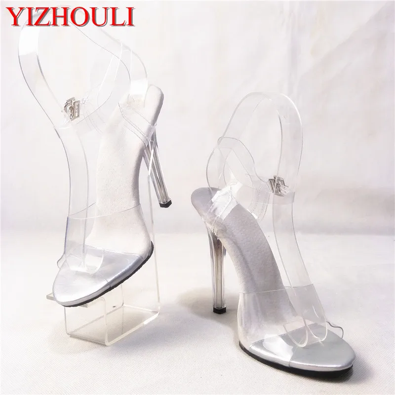 

New fashion transparent sandals, summer, stage model walking high heels, 12 cm high heels
