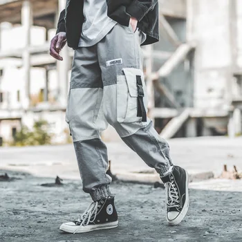 

Tide Brand Fashion Leisure Pants Men Patchwork Japanese Style Fashion Muti Pockets Cargo Pants Men Harajuku Summer Trousers