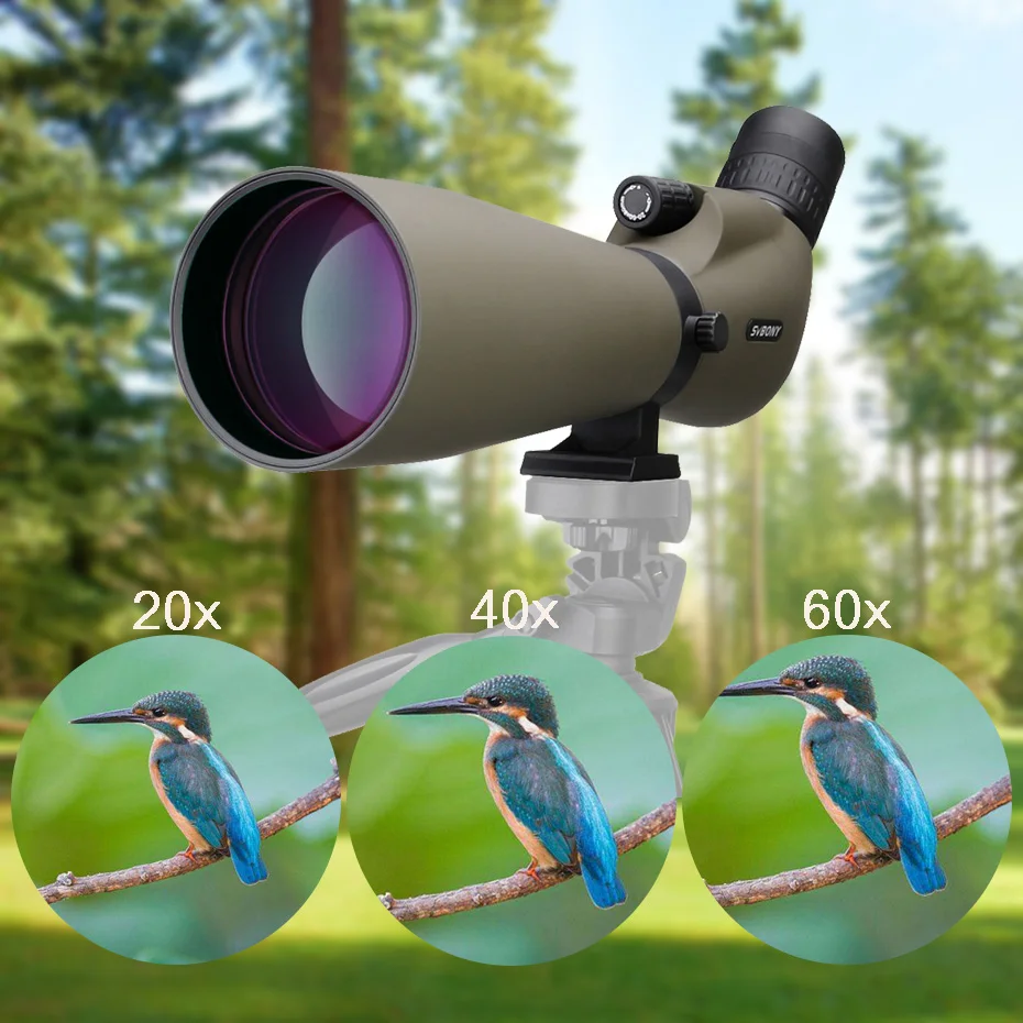 Visando o Escopo Telescópio à Prova Água com Tripé para Caça Arco e Flecha Observação de Aves Svbony Zoom Monocular Telescópio Multi-revestido Óptica Refrator Spyglass Dwaterproof Tiro 20-60x80 6 Esporte e Lazer