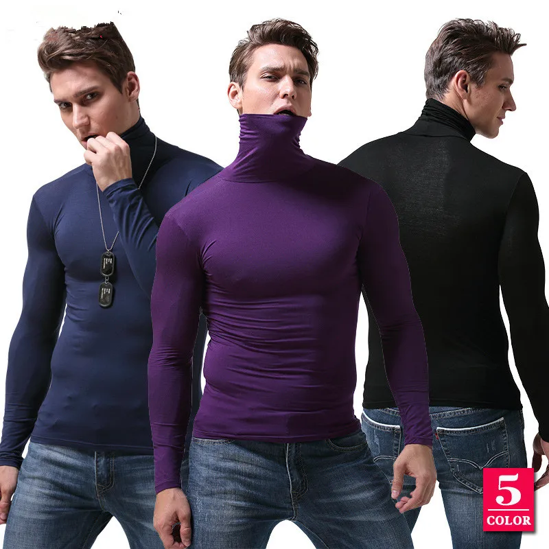 Winter&Autumn Mens Underwear Long Johns for Man High Neck Undershirt ...