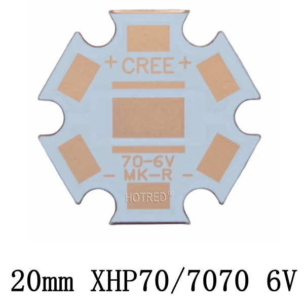 10 шт. 20 мм Cooper PCB Cree XPG XPG2 XPE XPE2 XML XML2 XHP50 XHP70 MKR 4 шт. 3535 светодиодный XPE XTE 6 в/12 В светодиодный радиатор 16 мм медная печатная плата - Испускаемый цвет: 20mm XHP70 MKR 6V