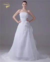 Жанна любовь органзы без бретелек Свадебные платья 2019 простой ручной цветок с открытыми плечами свадебное платье Robe De Mariage JLOV75949
