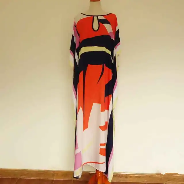 Kaftan Beach Wear Cover Up Tunic Dress Women's Beachwear Ladies 2018 Quality Sun Clothes Print Cotton Sierra Surfer 1