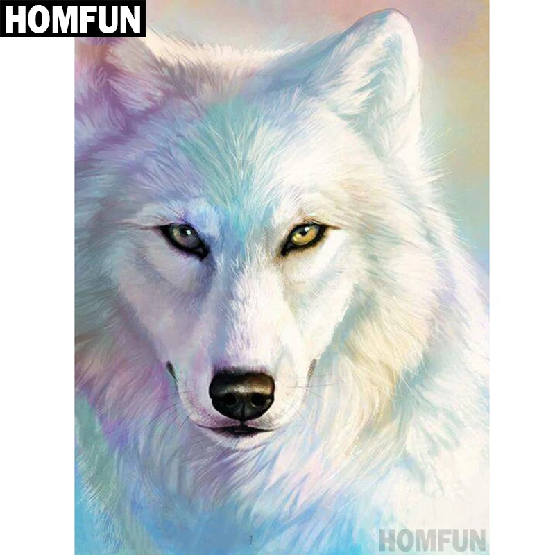 

HOMFUN Full Square/Round Drill 5D DIY Diamond Painting "Animal Wolf" 3D Embroidery Cross Stitch 5D Home Decor Gift A00595