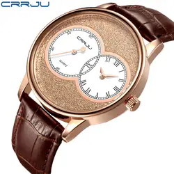 CRRJU Модные мужские кварцевые часы Reloj Hombre кожаные деловые часы мужские часы хронограф армейские военные спортивные часы для мужчин