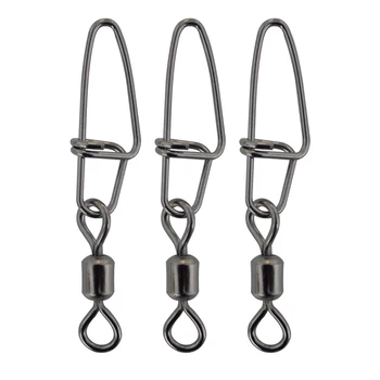 

Fishing Swivel with Snap 20pcs/lot Rolling Fishing Swivels with Insurance Snaps Stainless Steel Fishing Clips Connector Tackle