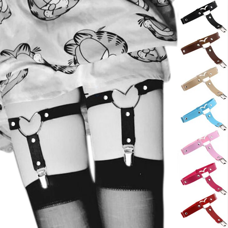 

2019 Fashion Hot Sexy Women Studded Love Heart Leg Garters Rivet Punk Goth Harajuku Handmade Belt Ring Garters Gift SMA66