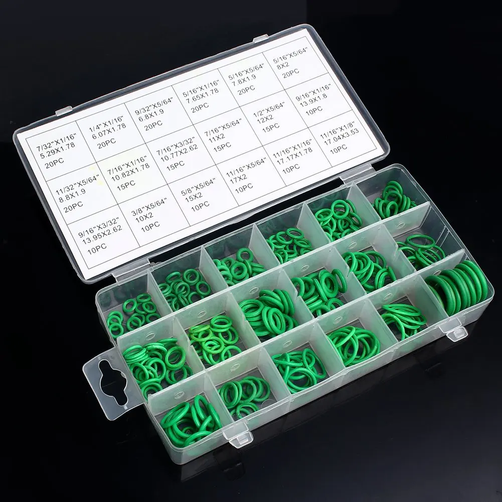 

Rubber 270 Pcs 18 Sizes Kit Air Conditioning HNBR O Rings Car Auto Vehicle Repair Tools Air Conditioning Refrigerant Ring