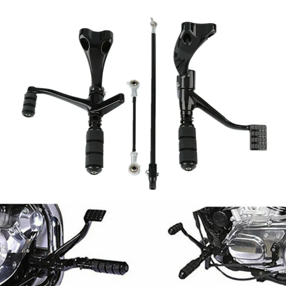 

Black Chrome Forward Controls Kit Pegs Levers Linkages For Harley Sportster XL 883 1200 2014-2018