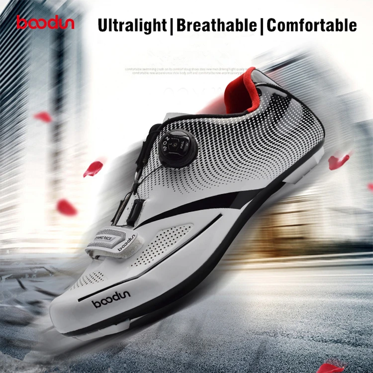 BOODUN Mens Ultralight Cycling Shoes Professional Road Bike Shoes Self-locking Breathable Racing Bicycle Shoes Zapatos Bicicleta