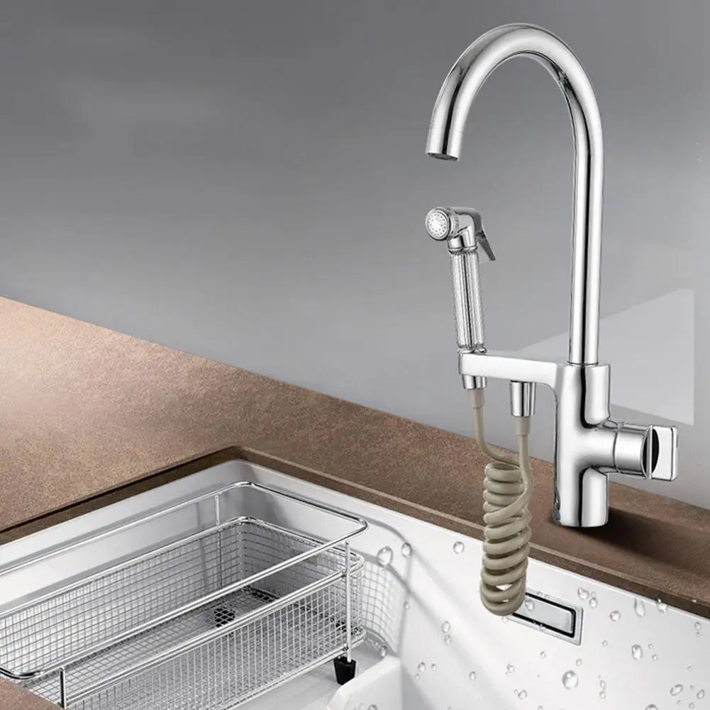 

Flat Three-way Fork Rotating Cold & Hot Water Tap for Kitchen Vegetable Basin Decoration
