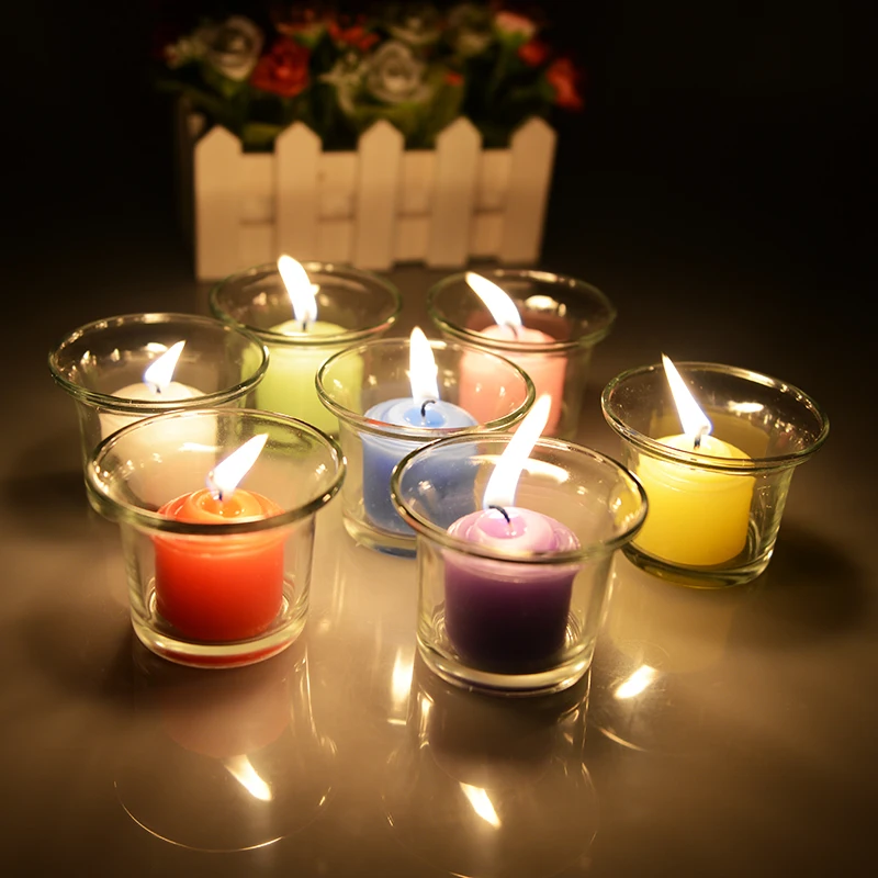 12pcs /box Multicolor cup candle Smokeless Aromatherapy candle Wedding