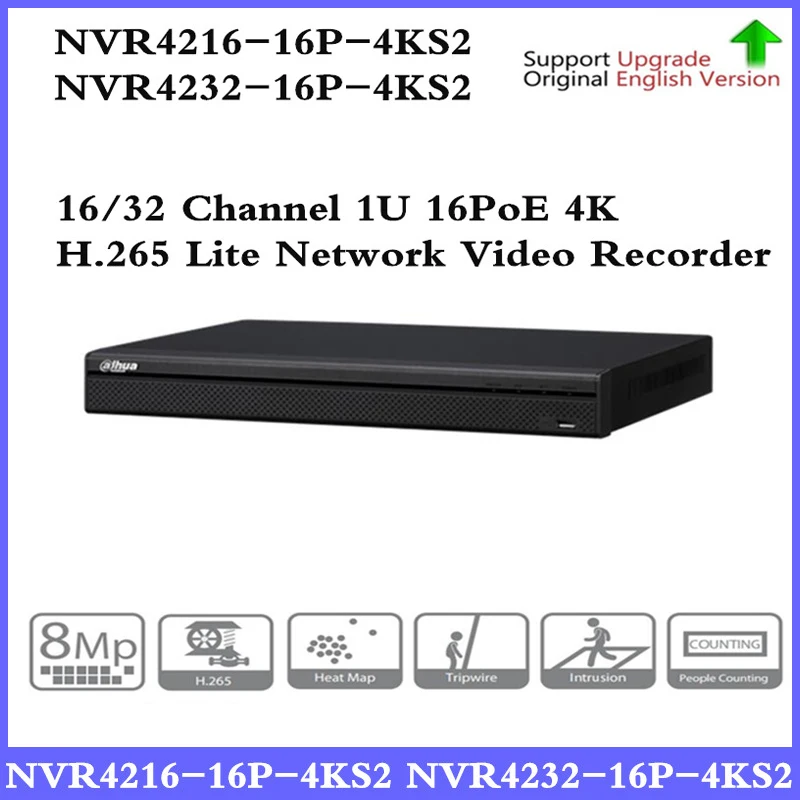 Ahua NVR4216-16P-4KS2 NVR4232-16P-4KS2 16/32 канала 1U 16PoE 4 К и H.265 Lite Сетевой Видео Регистраторы 4 К NVR для безопасности системы