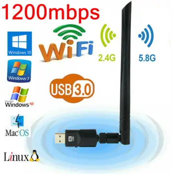 

AC1200Mbps USB3.0 Dual Band 2.4G/5G Wifi Adapter 802.11ac Wireless Network Card