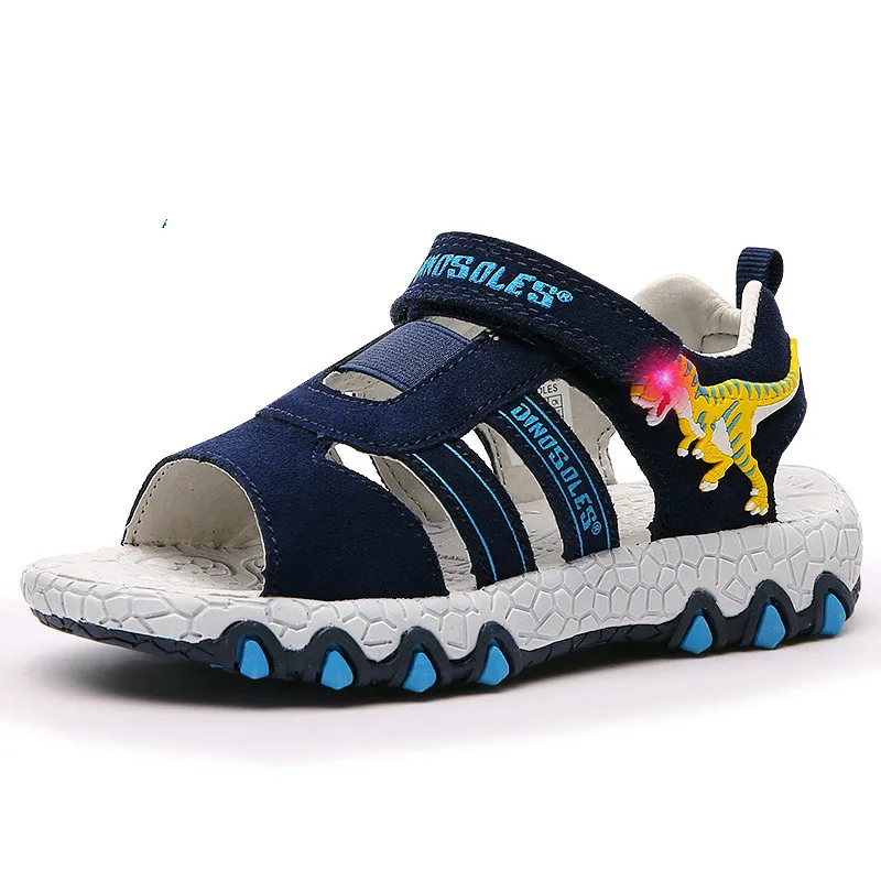  Dinoskulls Summer Shoes Kids LED Light Up Baby Boys Sandals Dinosaur Anti-Slip Children's Beach Sho - 33005880464