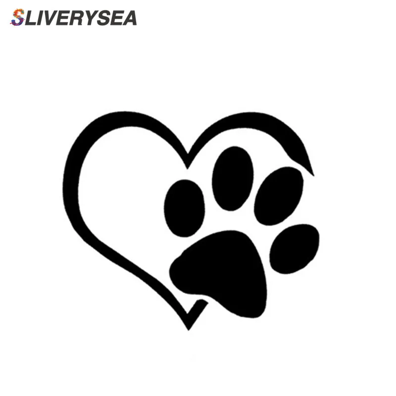 

SLIVERYSERA 11x9.3CM Heart Paw Vinyl Decal Car Sticker Engine Hood Window Stickers Nick Cover Cat Dog Footprint Car Styling