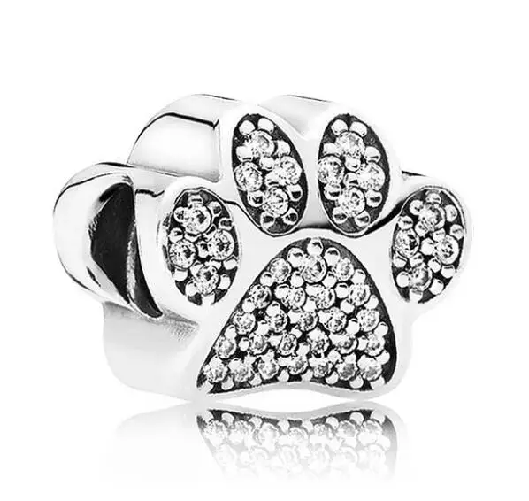 

Authentic 925 Sterling Silver Bead Charm Cute Bear's Paw With Crystal Beads Fit Pandora Bracelet & Necklace DIY Jewelry