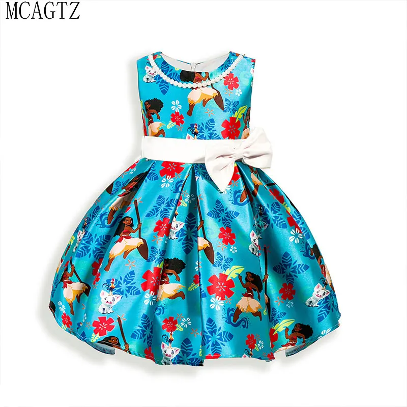 

Cartoon Indians Summer Sleeveless Girls Print Dress Knee Length Princess A-Line Dress Clothes For Kids 3 to 7 years Old Kids#040