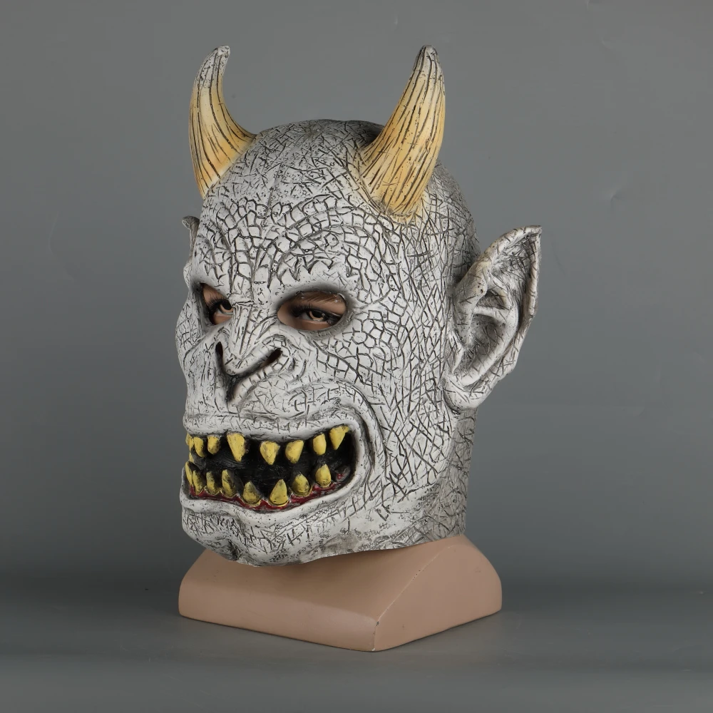 Scary Demon Devil Horror Halloween Latex Mask With Horn Cosplay Prop Masquerade Mask Adult (8)