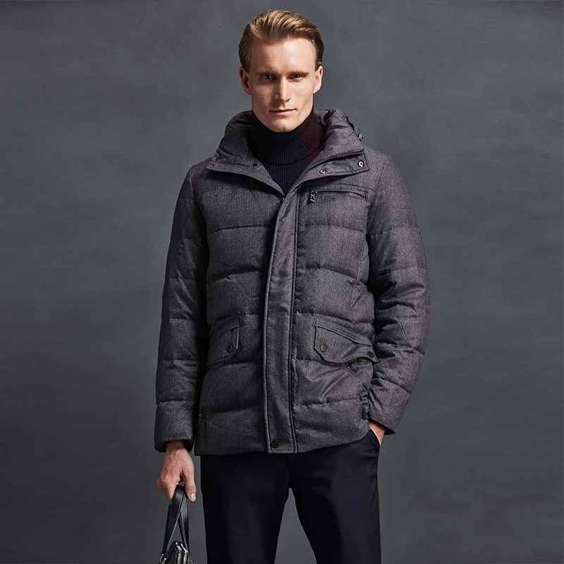 

2019 High Quality Down Jacket Men 90% White Duck Down Winter Down Coat Warm Men Winter Coat Duck Down Parka Coat For Men Grey