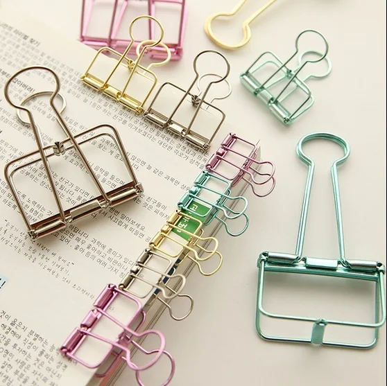 6pcs/pack new cute 50mm binder clips metal clipboard clip With