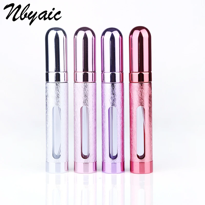 Nbyaic 5Pcs Mini Portable Travel Refillable Perfume Nozzle Perfume Bottle for Spray Smell Pump 12ml Empty Casing