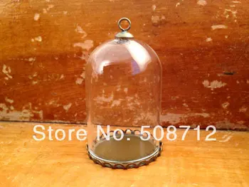 

20sets Clear Large Dome Cloche Glass Bottle Lace Pendant DIY Antique Bronze Base and Top Terrarium Charm Apothecary Bottle