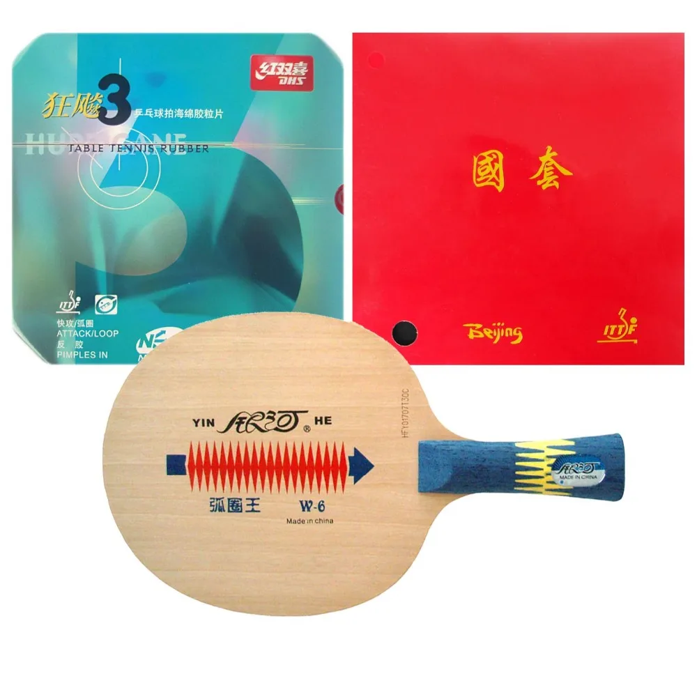 

Galaxy YINHE W-6 with TUTTLE Beijing II and DHS NEO Hurricane 3 Rubbers shakehand Long Handle FL