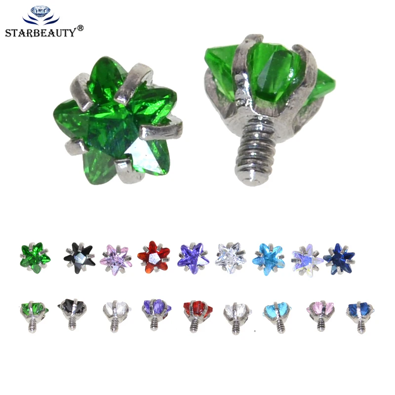 

5Pcs/Lot 3-5mm Star Zirconia Replacement Piercing Ball Outernal Threaded Lip Eyebrow Ball 16G/14 Gauge Piercing Ball Jewelry