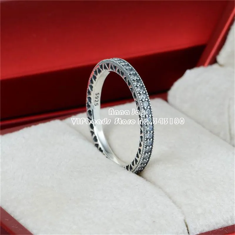 

NEW 100% 925 Sterling Silver Ring Hearts Ring With Clear CZ Engagement Rings For European Women Jewelry Finger Ring R017