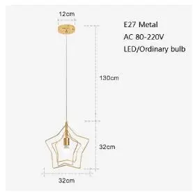 Скандинавский Креативный светодиодный подвесной светильник с одной головкой E27, золотой подвесной светильник для гостиной, прикроватной тумбочки, ресторана, отеля, крыльца, балконного бара - Цвет корпуса: Pentagram