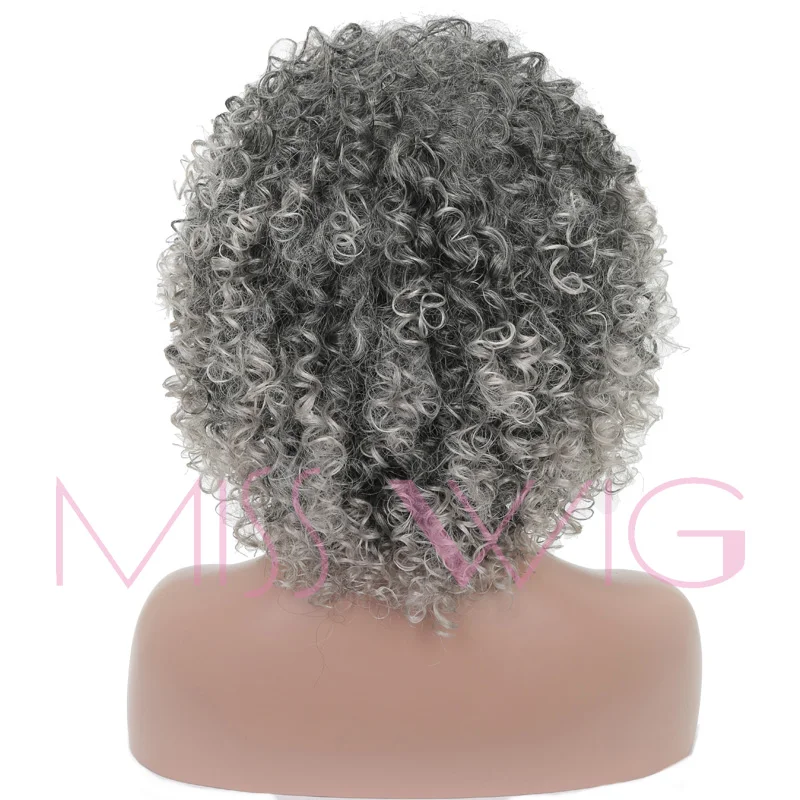 MISS парик 16 дюймов длинные вьющиеся парики для женщин серый микс черные парики 260 г афроамериканские Синтетические афро парики высокотемпературное волокно