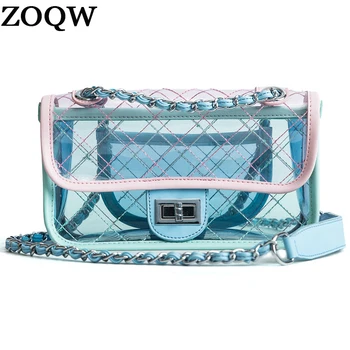

ZOQW Fashion PVC Transparent Woman Bag Chain Small Women Messenger Bags Designer High Quality Shoulder Bag Female sac WYQ1399