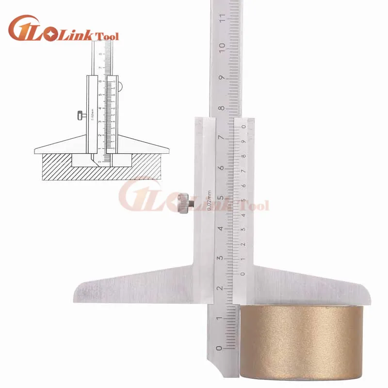 Высокое качество 0-150 мм 0-200 мм 0-300 мм Глубина штангенциркуль 0-160 мм глубина измерительный инструмент транспортир