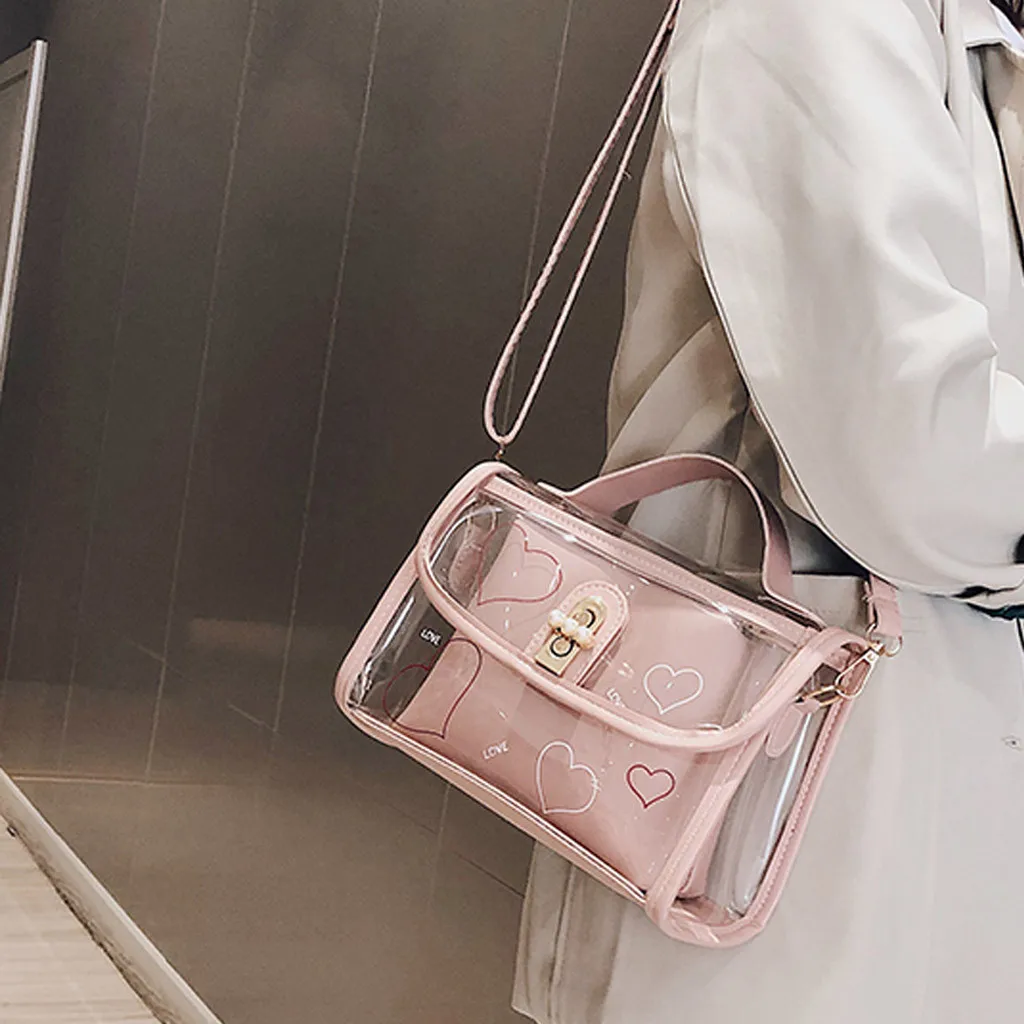 

MUQGEW Leisure Korean Style Women's Fashion Transparent Small Square Bag Female Jelly Bag Wild Shoulder Bag #0428