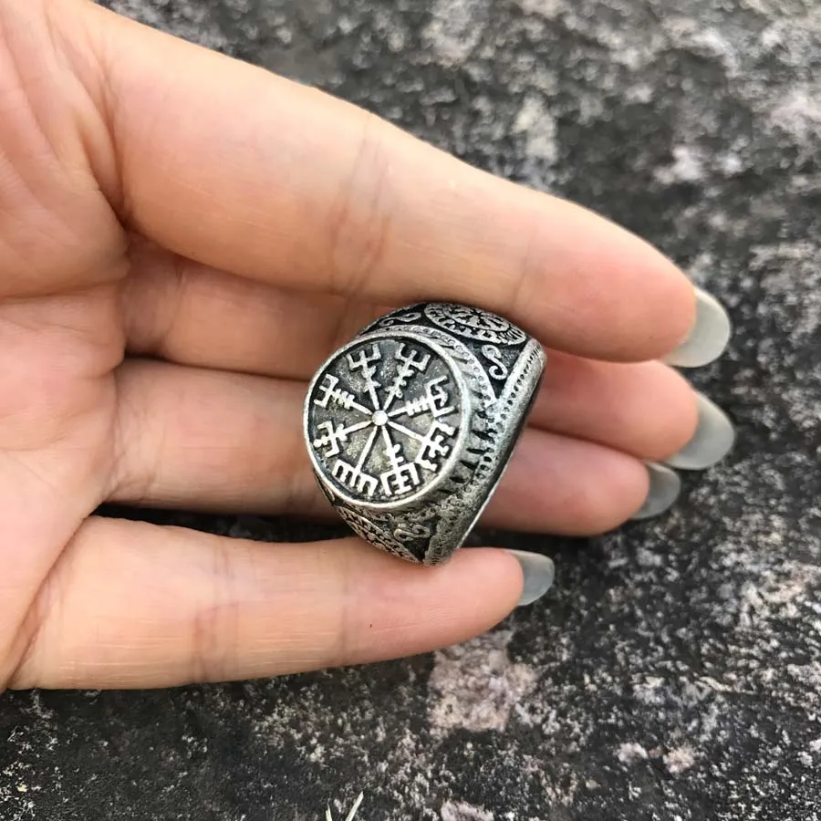 2018 модные ювелирные изделия нордическая языческая руля Awe Aegishjalmur Rune кольцо