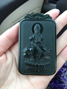 

Natural Xinjiang Hetian Qingyu Manjusri Bodhisattva All-people Square Pendant hp360#