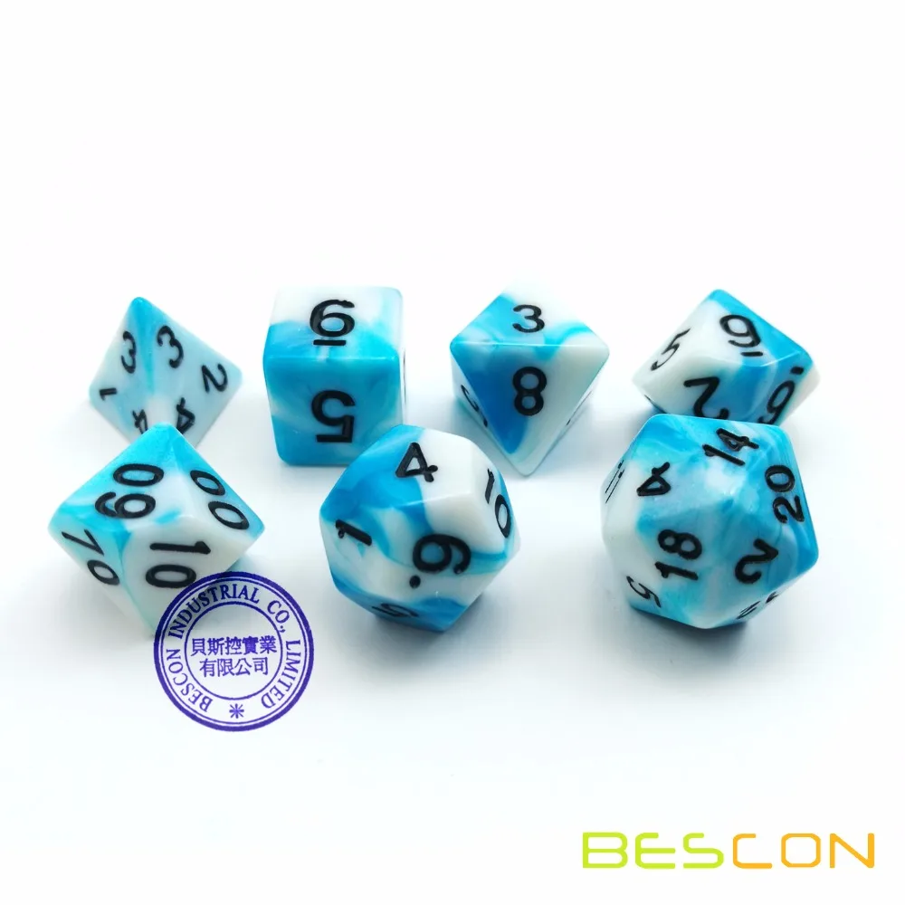 Bescon Gemini многогранные игральные кубики ледяной трек двухцветная Фотография 7 d4 d6 d8