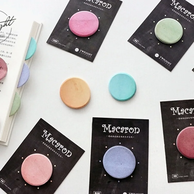 

8pcs Macaron Color Sticky Notes Mini Cake Round Memo Pad Adhesive Post Planner Sticker Marker It Office School Supplies A6693