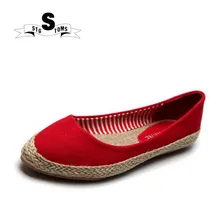 Весна холст женская обувь пеньковый Канат классические кроссовки национальный ветер указал плоский ходьбы Лодка обувь красный для женщины twm0134