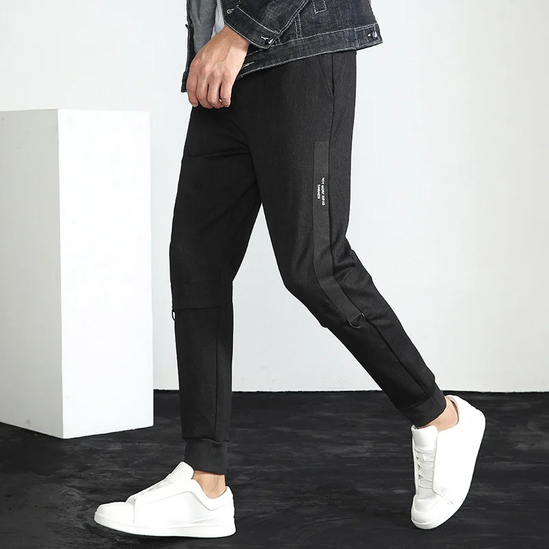 

2019 youthful trendy men's casual pants for all seasons, Europe and the United States loose elastic Harlan beam pants