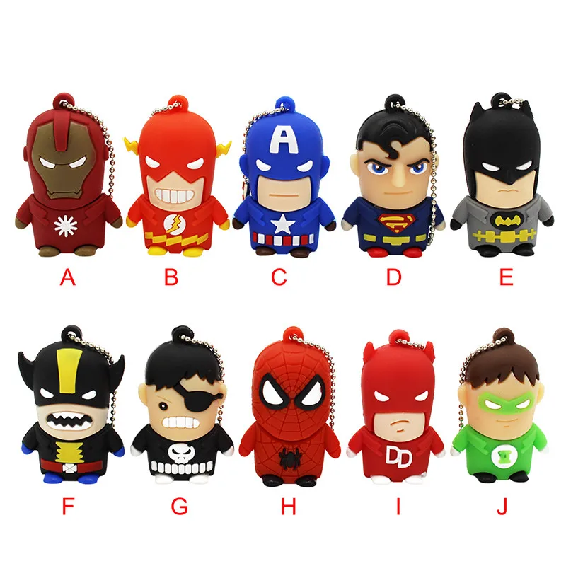 

Best Gift superhero avenger/Superman/Batman/Spider Man pendrive 4G 8G 16G 32G 64G Usb 2.0 Usb flash drivdriveck Pendrive