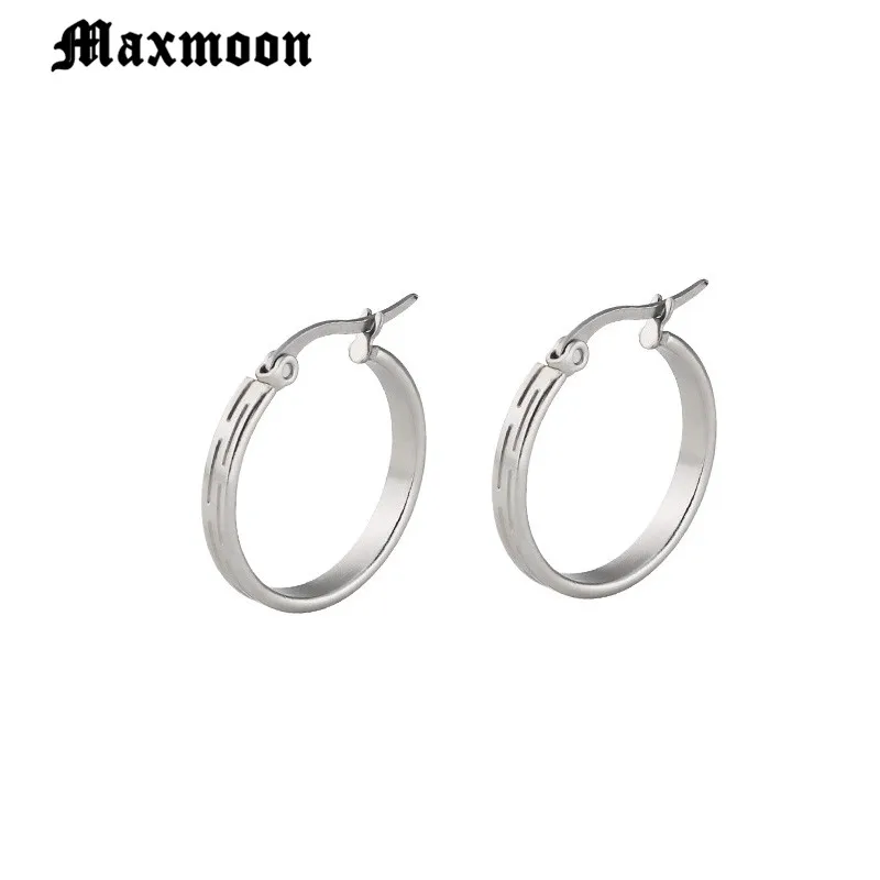 Женские серьги хип хоп Maxmoon широкий обруч из нержавеющей стали для вечеринок и