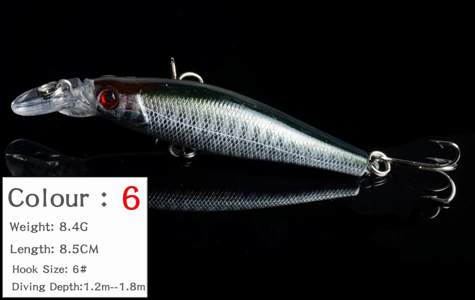 8PCS Minnow Wobblers Fishing Lure Wobbler Lures Hard Artificial Bait For Fish Tackle Carp Peche With Hooks Trolls Jerkbait Set (6)